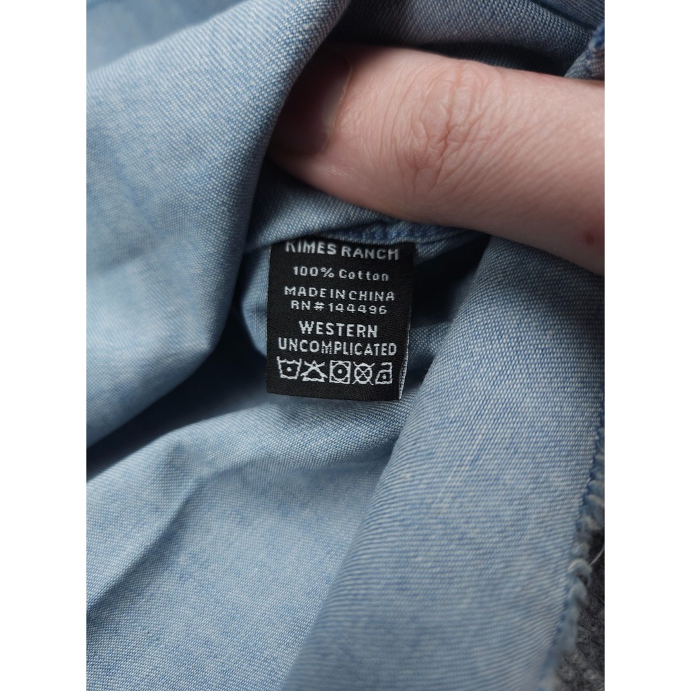 Kimes Ranch Shirt Women's 2XL Blue KC Patched Denim Pearl Snap Western NWT - Picture 6 of 13